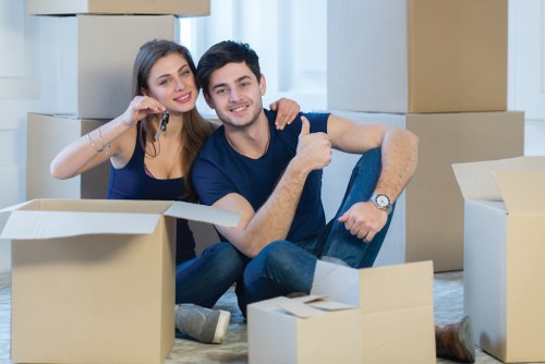 Moving van and helper beginning a booking for a man and van service