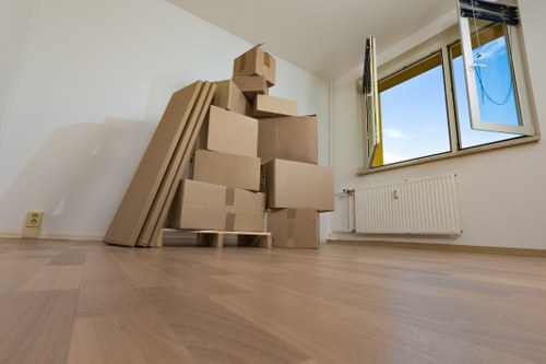 Packed moving boxes and furniture for Richmond removals