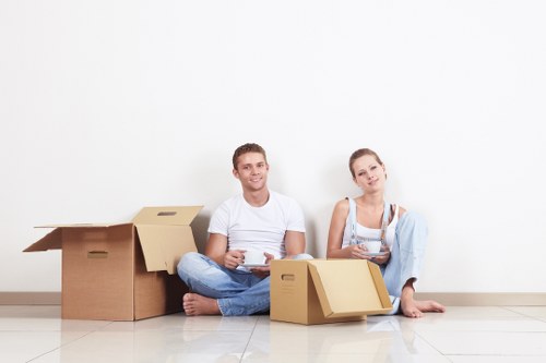 Packed boxes and furniture prepared for same day removals in Richmond
