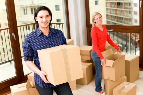 Professional removals team handling boxes during a Richmond move