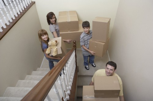 Packed moving boxes ready for a removal van service in Richmond